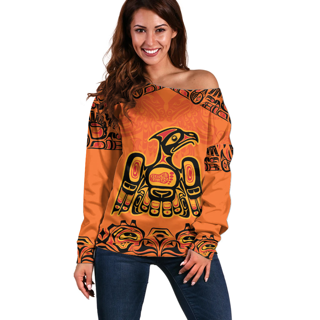 Personalized Every Child Matter Off Shoulder Sweater Canadian Native Indigenous Haida