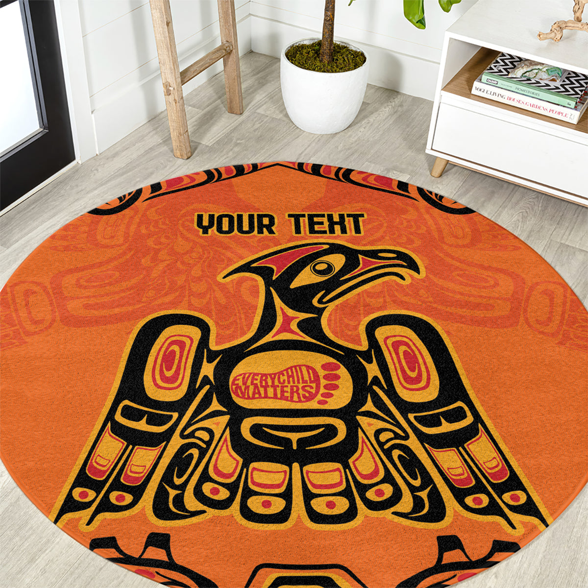 Personalized Every Child Matter Round Carpet Canadian Native Indigenous Haida