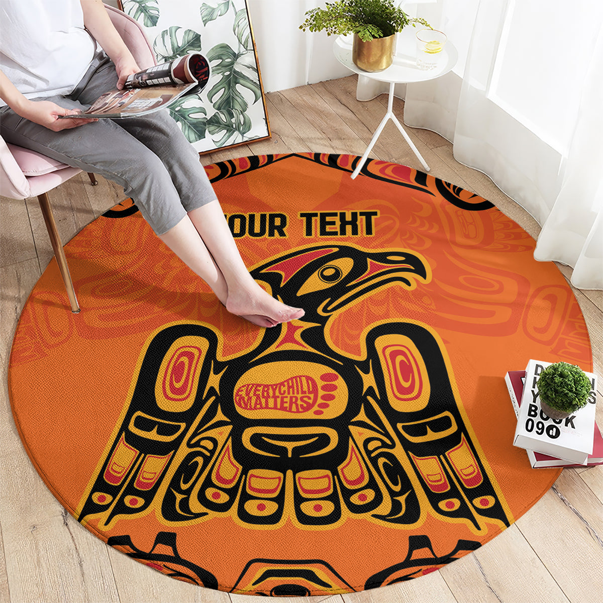 Personalized Every Child Matter Round Carpet Canadian Native Indigenous Haida