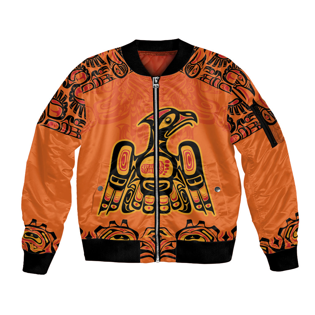 Personalized Every Child Matter Sleeve Zip Bomber Jacket Canadian Native Indigenous Haida - Wonder Print Shop