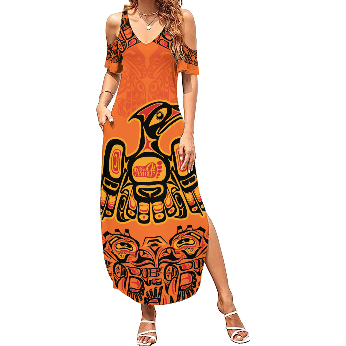 Personalized Every Child Matter Summer Maxi Dress Canadian Native Indigenous Haida - Wonder Print Shop