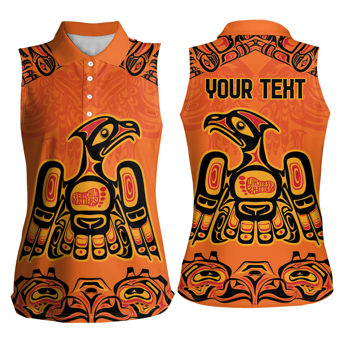 Personalized Every Child Matter Women Sleeveless Polo Shirt Canadian Native Indigenous Haida - Wonder Print Shop