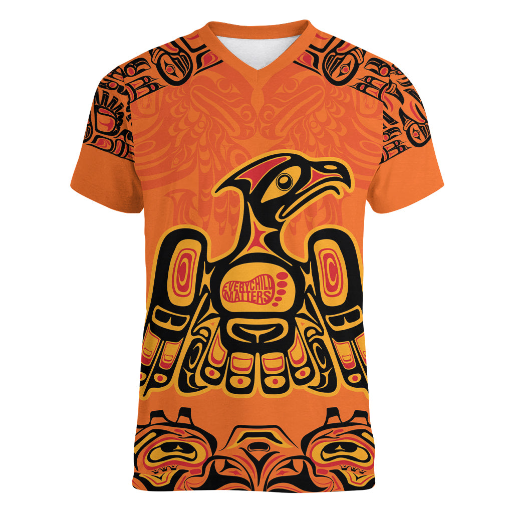 Personalized Every Child Matter Women V-Neck T-Shirt Canadian Native Indigenous Haida - Wonder Print Shop