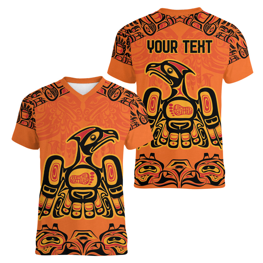 Personalized Every Child Matter Women V-Neck T-Shirt Canadian Native Indigenous Haida - Wonder Print Shop