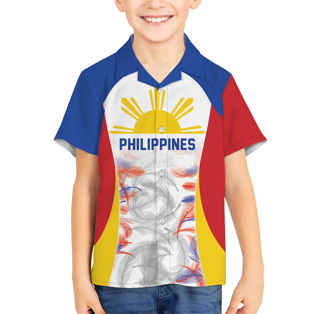 Philippines Flag Day Kid Hawaiian Shirt Filipino Feather Pattern