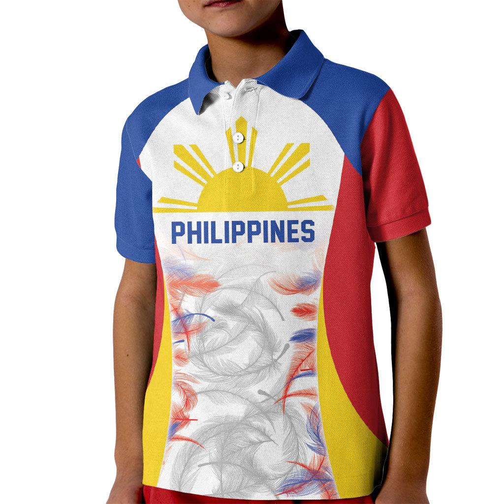 Philippines Flag Day Kid Polo Shirt Filipino Feather Pattern