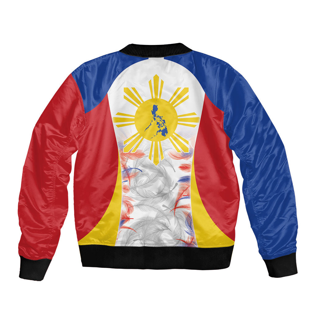 Philippines Flag Day Sleeve Zip Bomber Jacket Filipino Feather Pattern