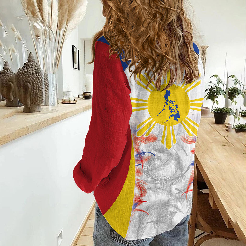 Philippines Flag Day Women Casual Shirt Filipino Feather Pattern