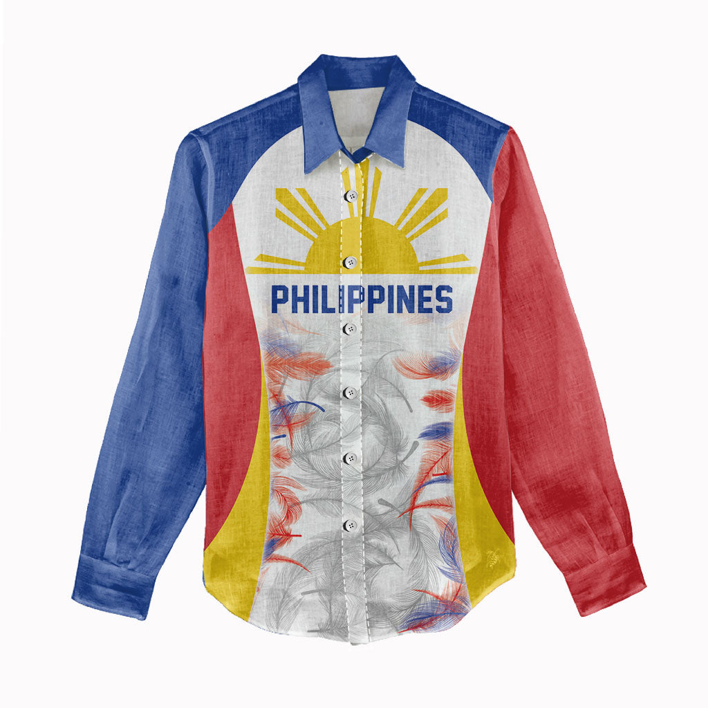 Philippines Flag Day Women Casual Shirt Filipino Feather Pattern
