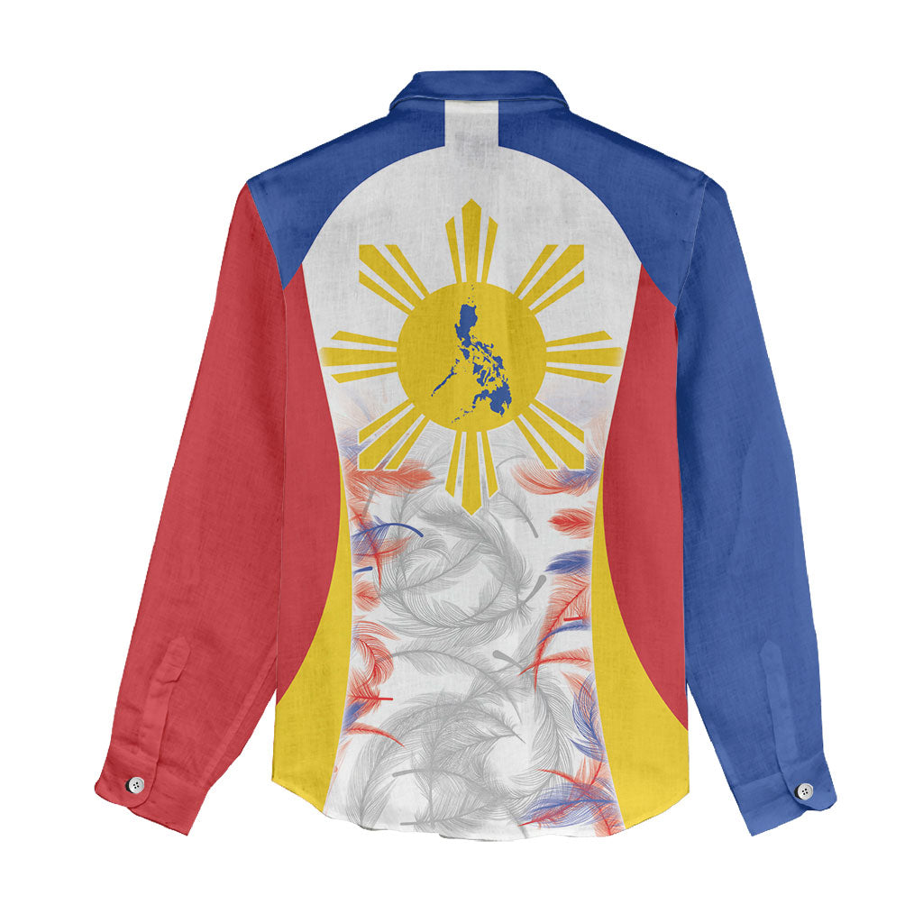 Philippines Flag Day Women Casual Shirt Filipino Feather Pattern