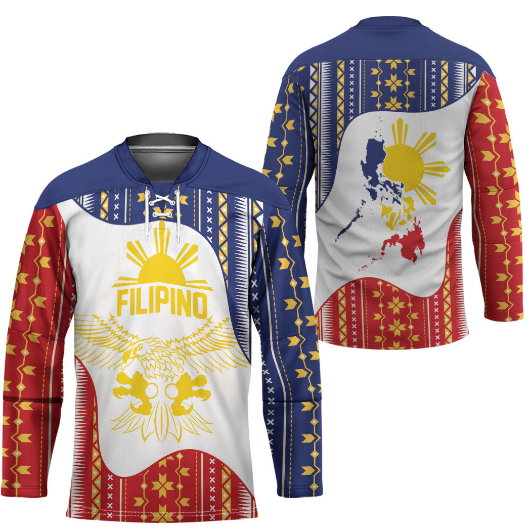 Philippines Flag Day Hockey Jersey Filipino Traditional Igorot Tribal Pattern
