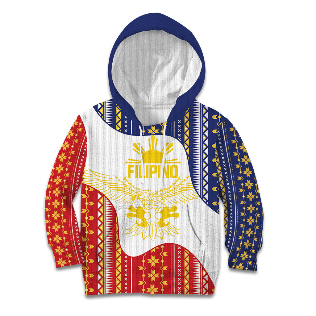 Philippines Flag Day Kid Hoodie Filipino Traditional Igorot Tribal Pattern