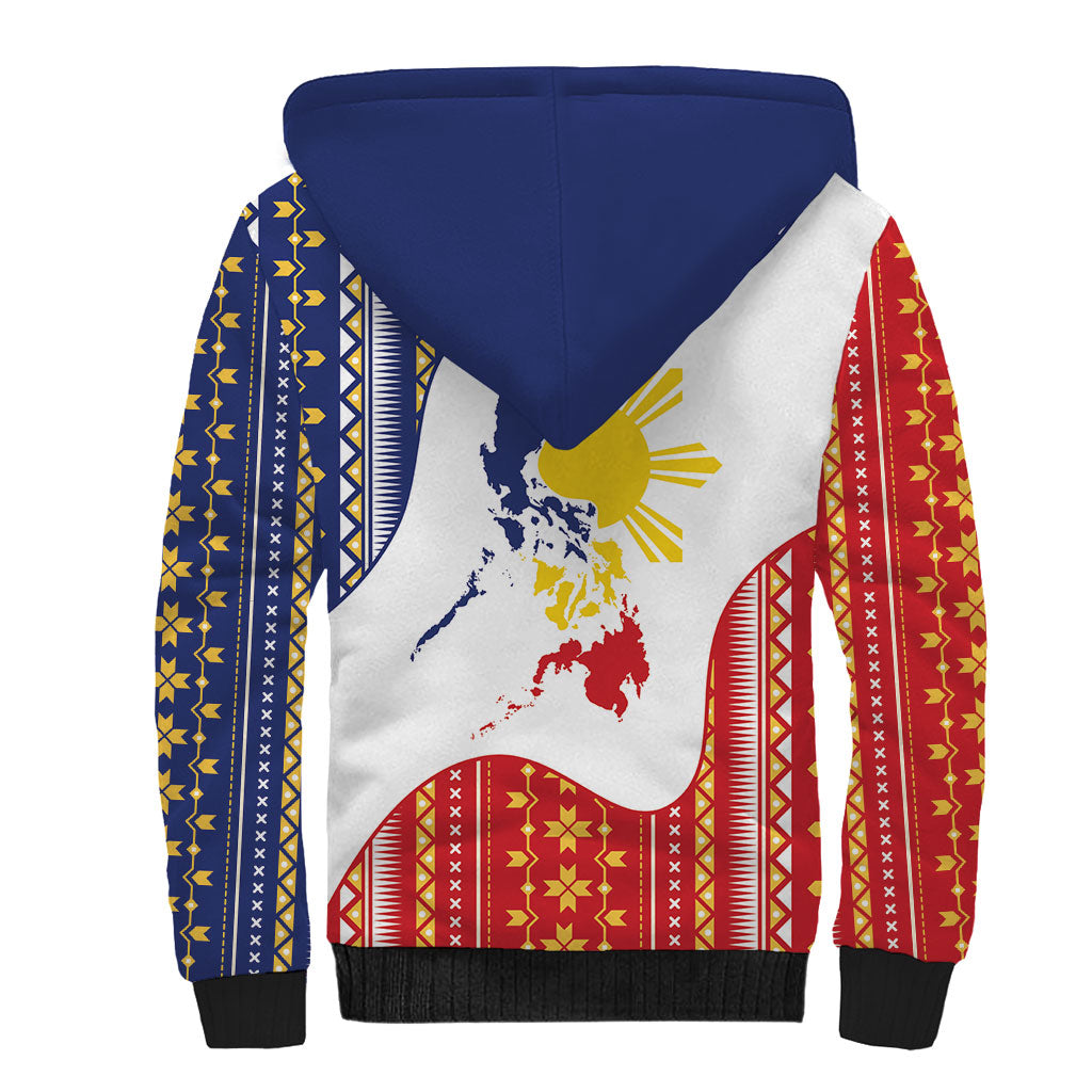 Philippines Flag Day Sherpa Hoodie Filipino Traditional Igorot Tribal Pattern