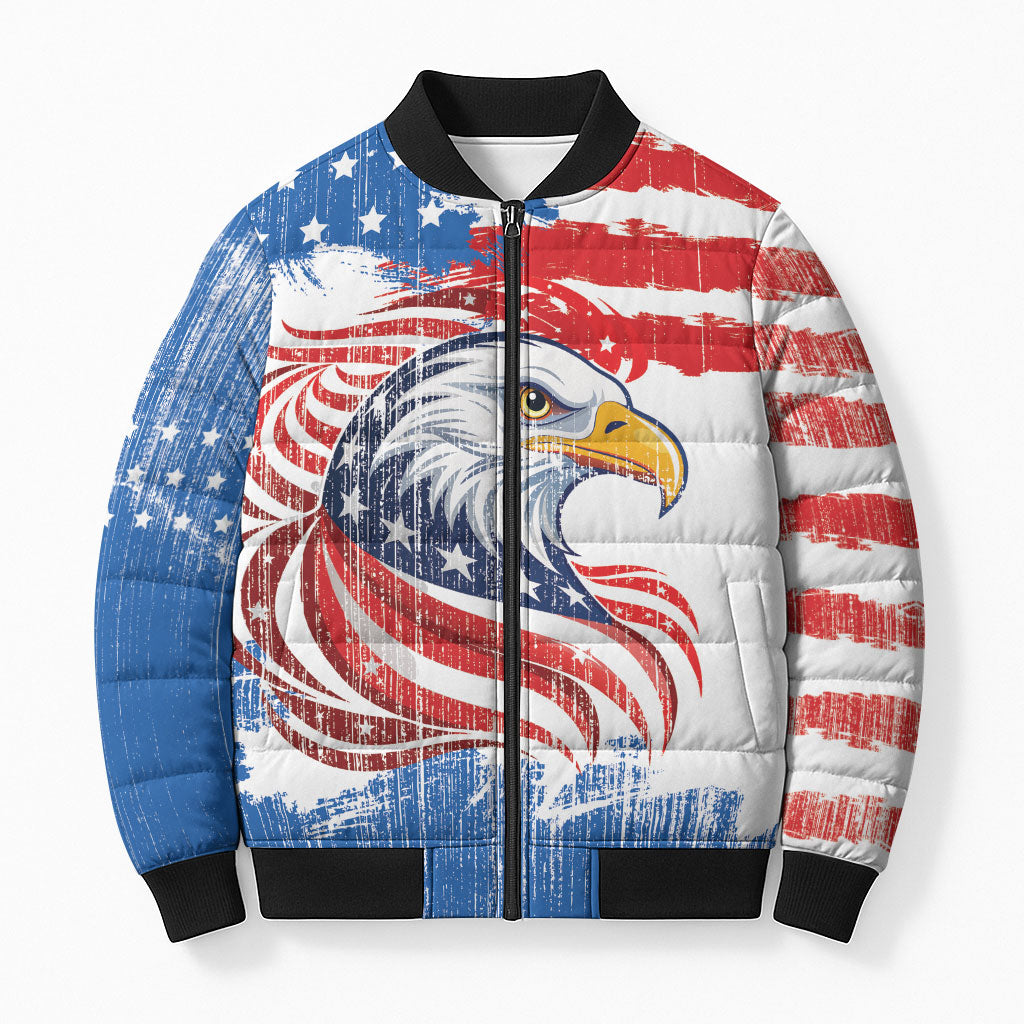 United States Flag Day Bomber Puffer Jacket Proud To Honor The Stars And Stripes