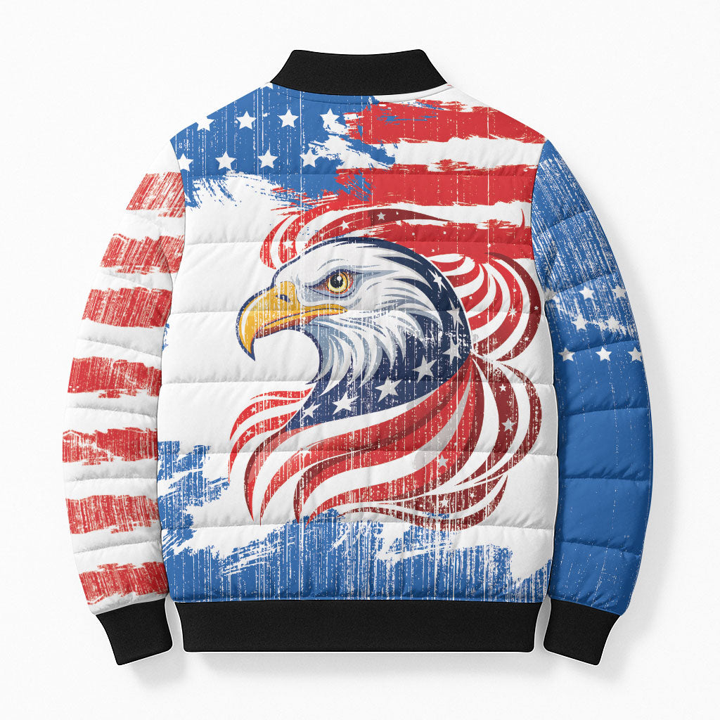 United States Flag Day Bomber Puffer Jacket Proud To Honor The Stars And Stripes