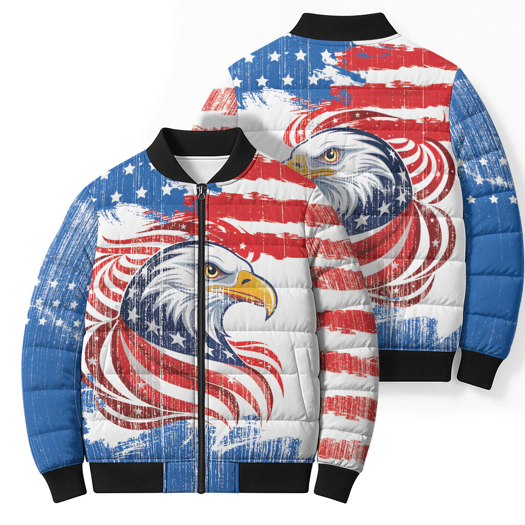 United States Flag Day Bomber Puffer Jacket Proud To Honor The Stars And Stripes