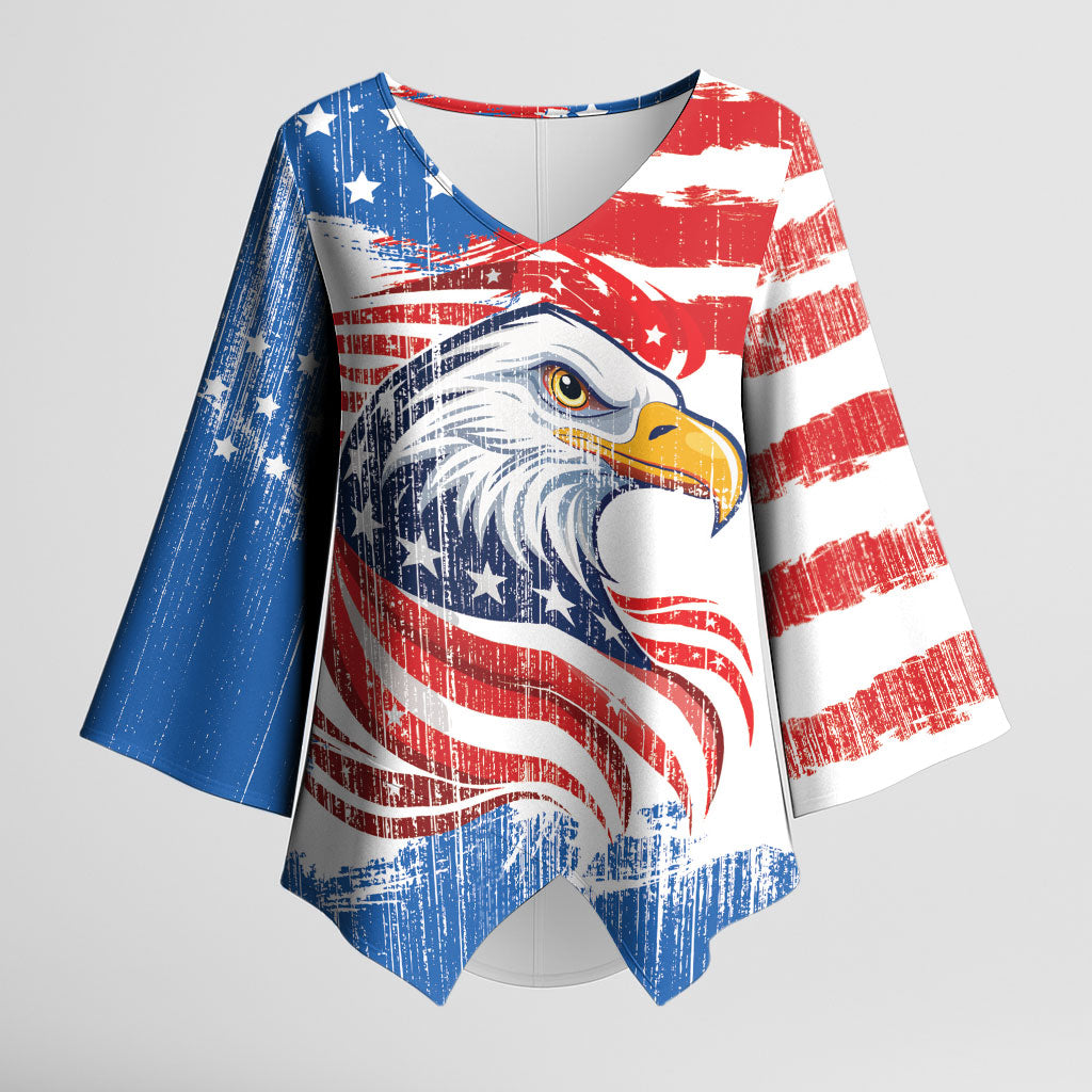 United States Flag Day Kimono Sleeve Blouse Proud To Honor The Stars And Stripes