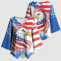 United States Flag Day Kimono Sleeve Blouse Proud To Honor The Stars And Stripes