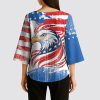 United States Flag Day Kimono Sleeve Blouse Proud To Honor The Stars And Stripes