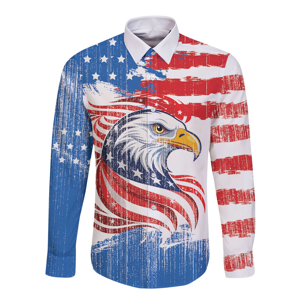 United States Flag Day Long Sleeve Button Shirt Proud To Honor The Stars And Stripes
