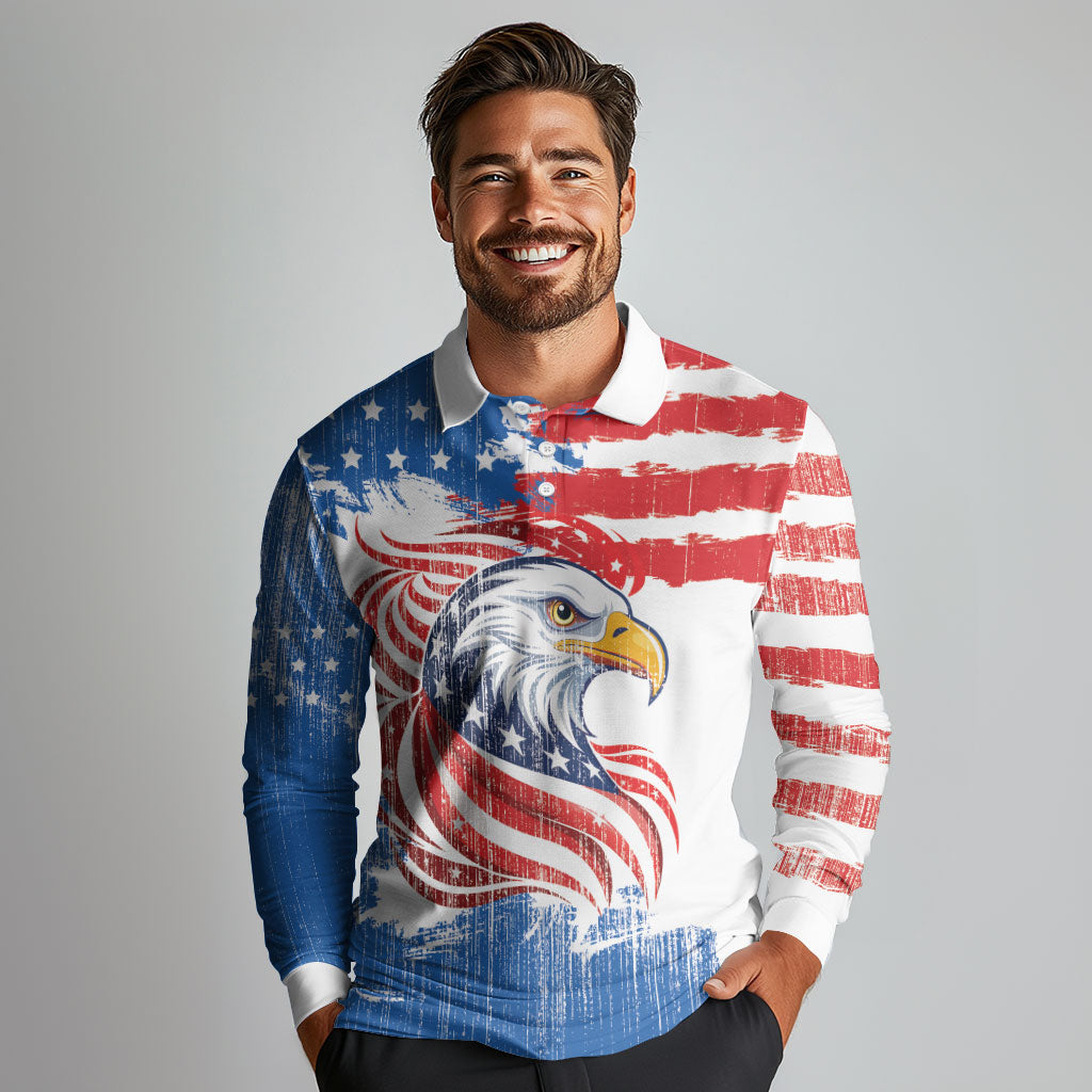 United States Flag Day Long Sleeve Polo Shirt Proud To Honor The Stars And Stripes