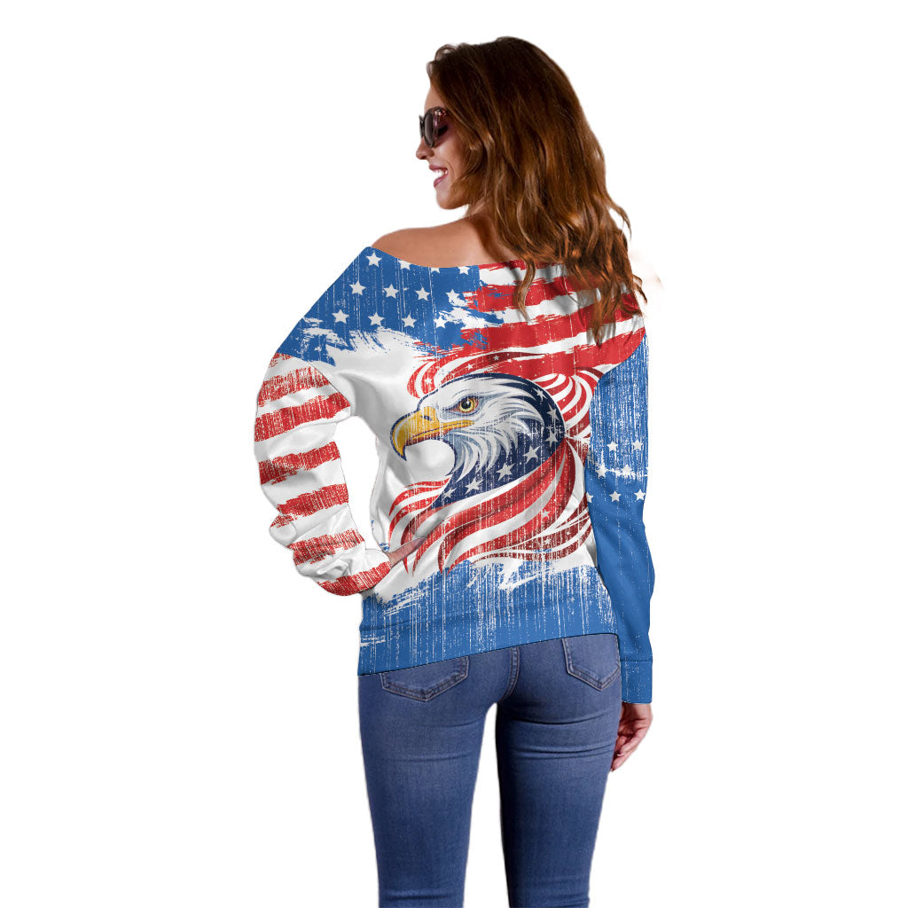 United States Flag Day Off Shoulder Sweater Proud To Honor The Stars And Stripes