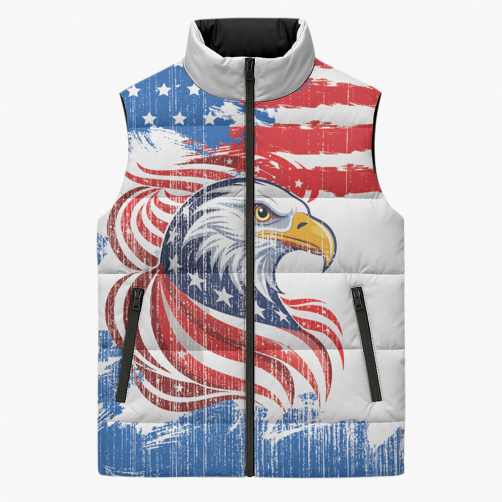 United States Flag Day Sleeveless Puffer Jacket Proud To Honor The Stars And Stripes