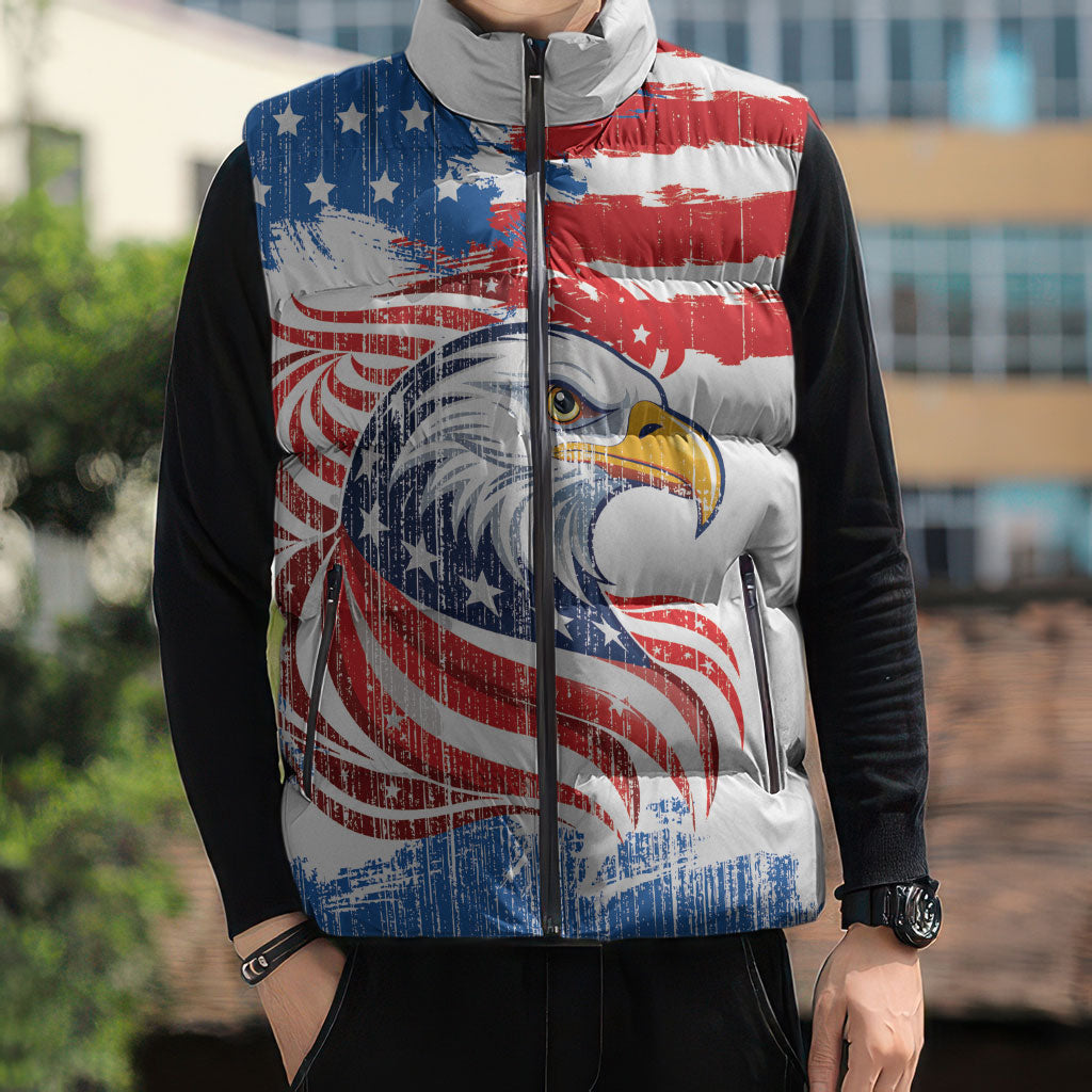 United States Flag Day Sleeveless Puffer Jacket Proud To Honor The Stars And Stripes