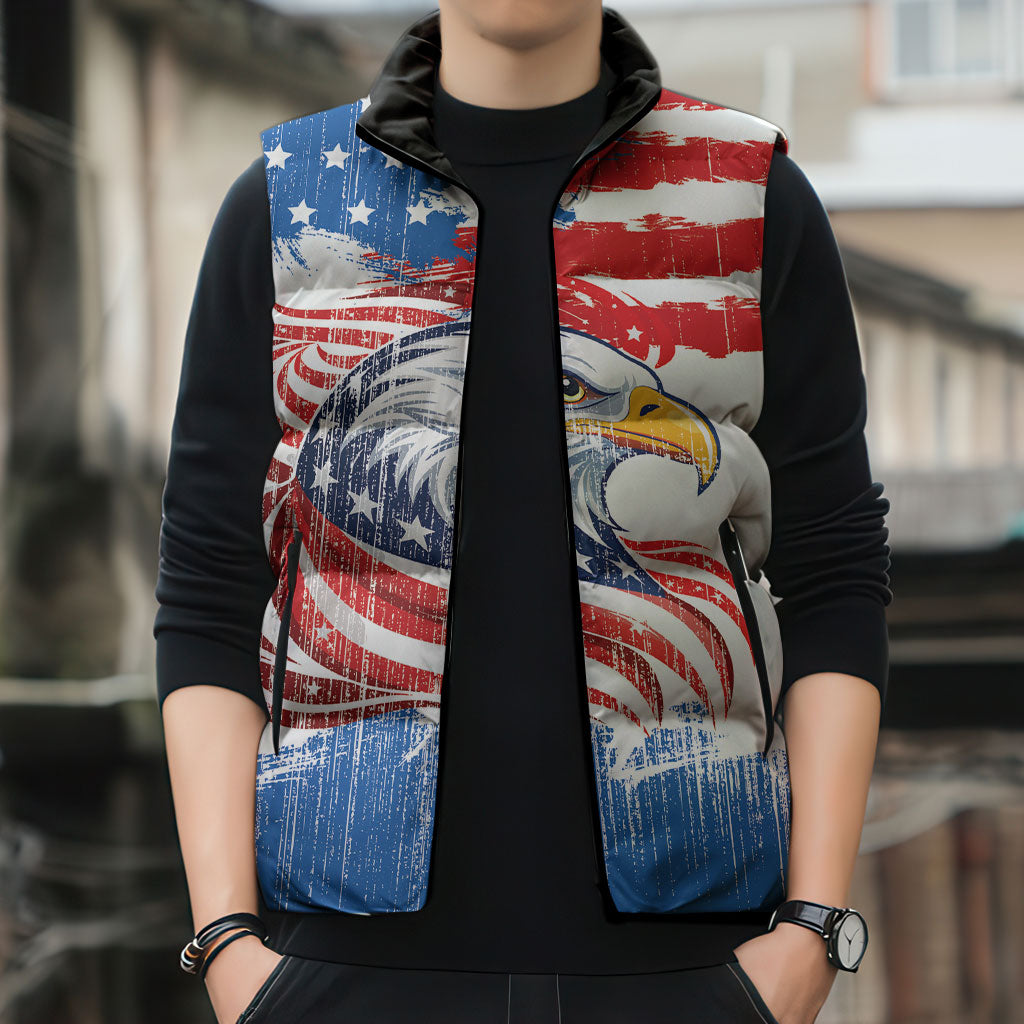 United States Flag Day Sleeveless Puffer Jacket Proud To Honor The Stars And Stripes