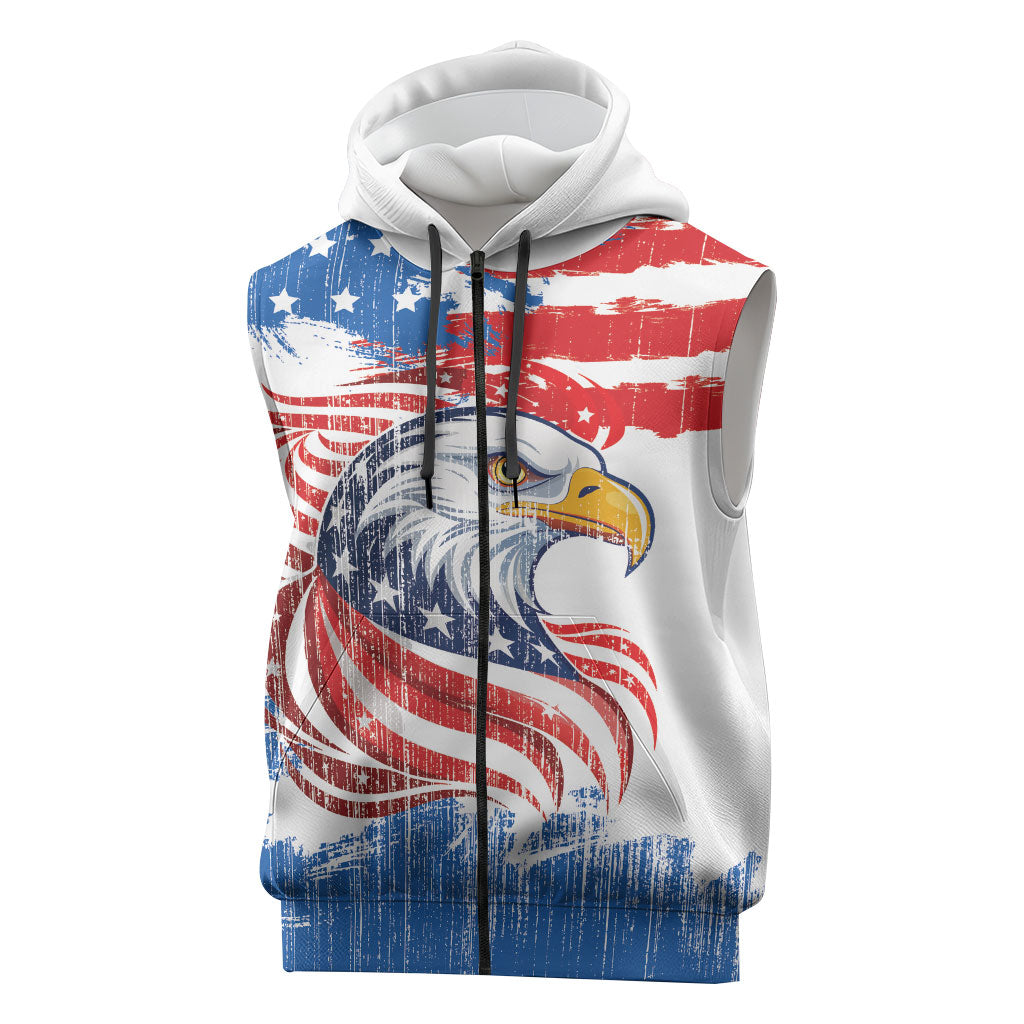 United States Flag Day Sleeveless Zip Hoodie Proud To Honor The Stars And Stripes