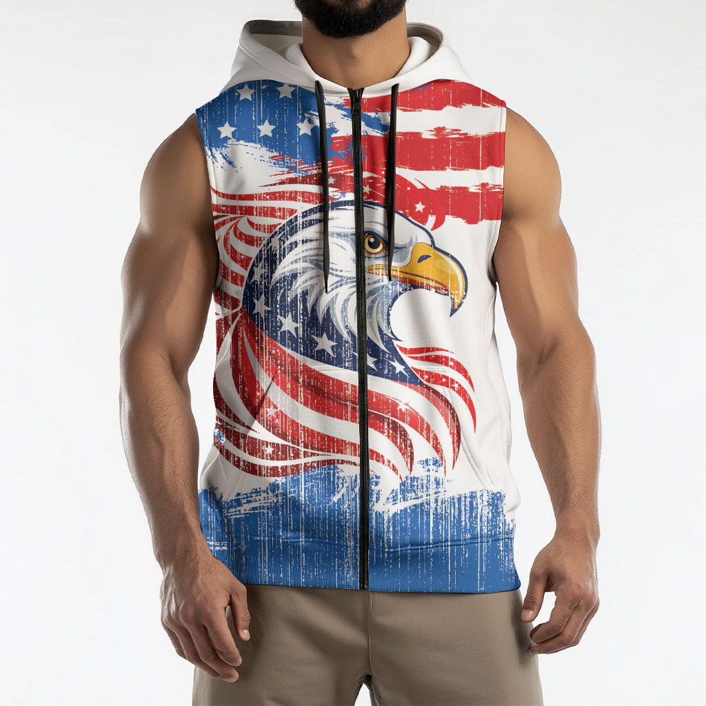 United States Flag Day Sleeveless Zip Hoodie Proud To Honor The Stars And Stripes