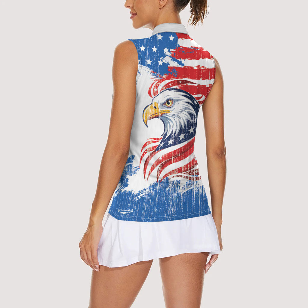 United States Flag Day Women Sleeveless Polo Shirt Proud To Honor The Stars And Stripes