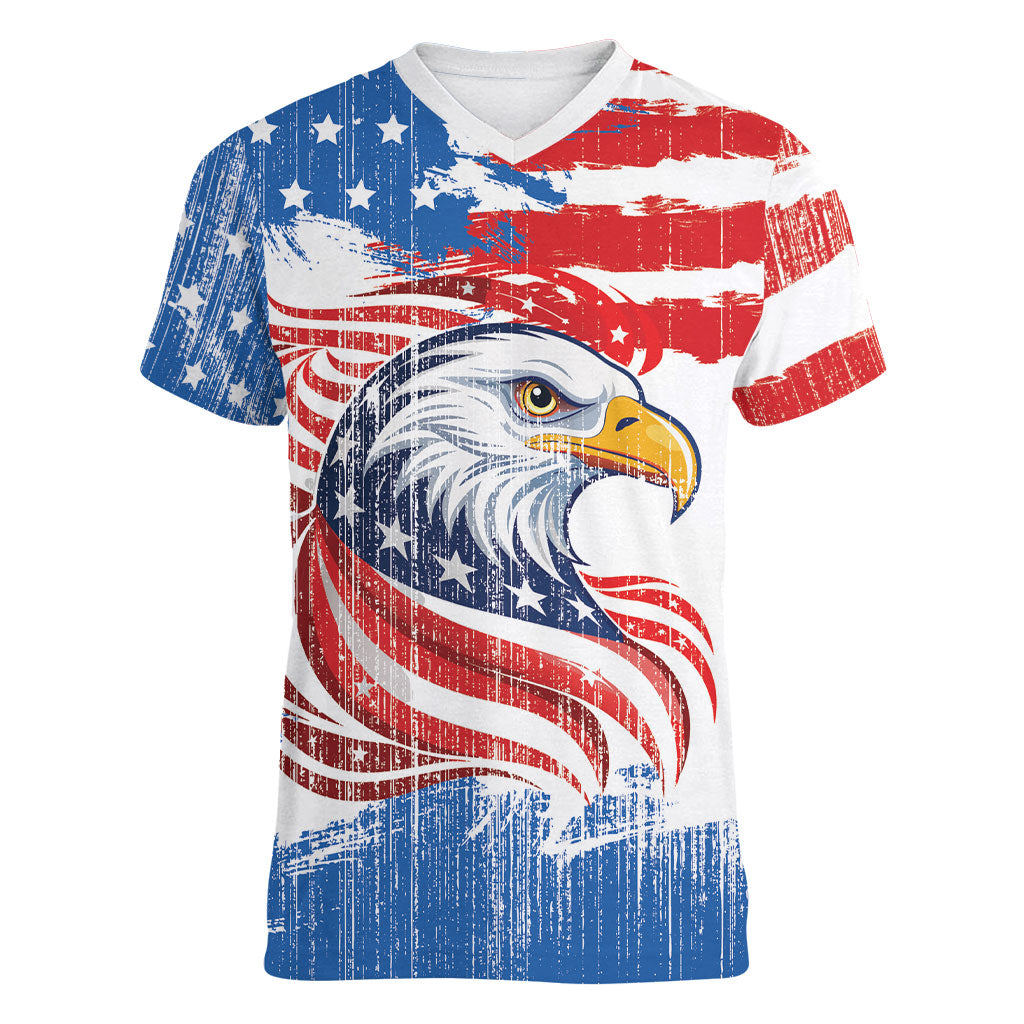 United States Flag Day Women V-Neck T-Shirt Proud To Honor The Stars And Stripes