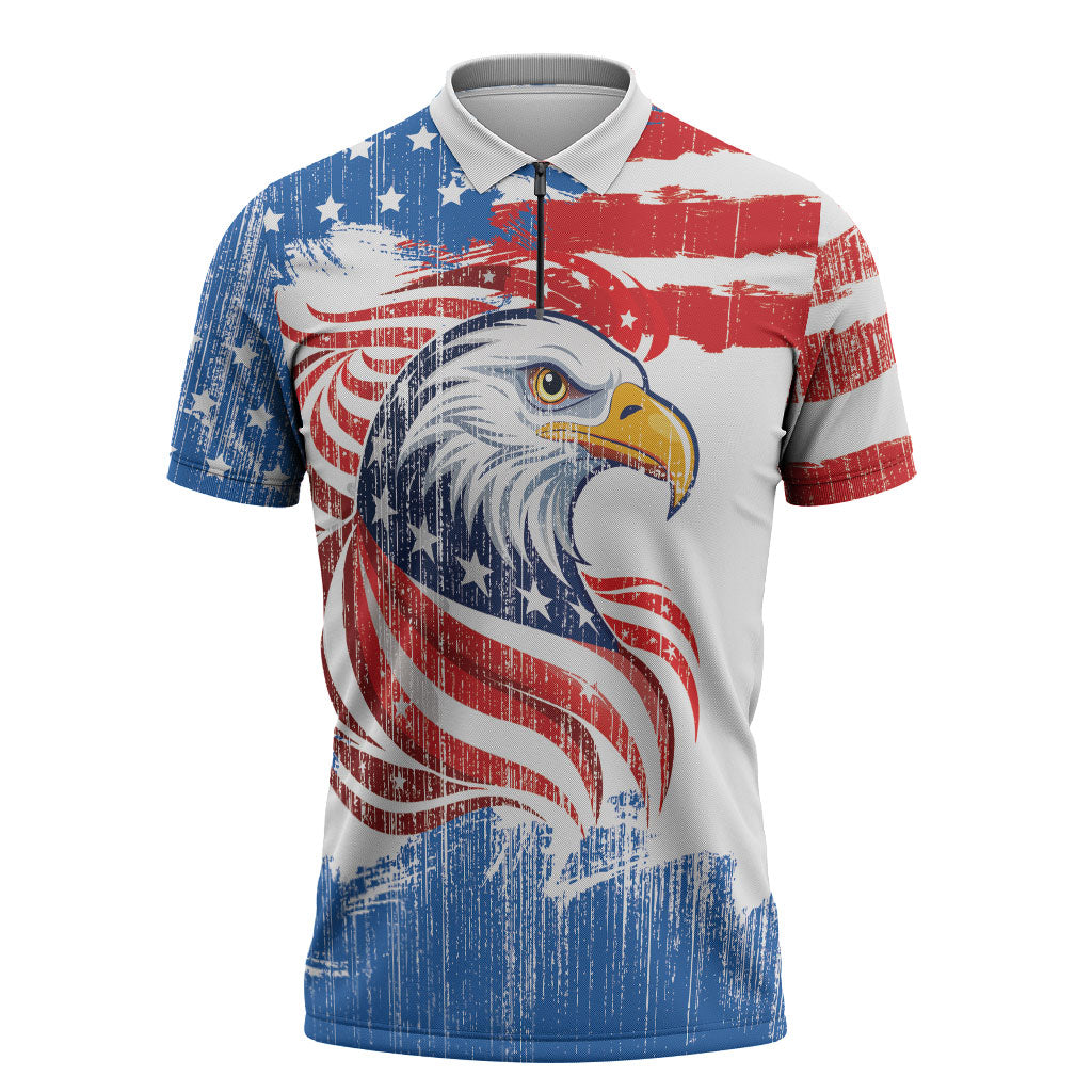 United States Flag Day Zipper Polo Shirt Proud To Honor The Stars And Stripes