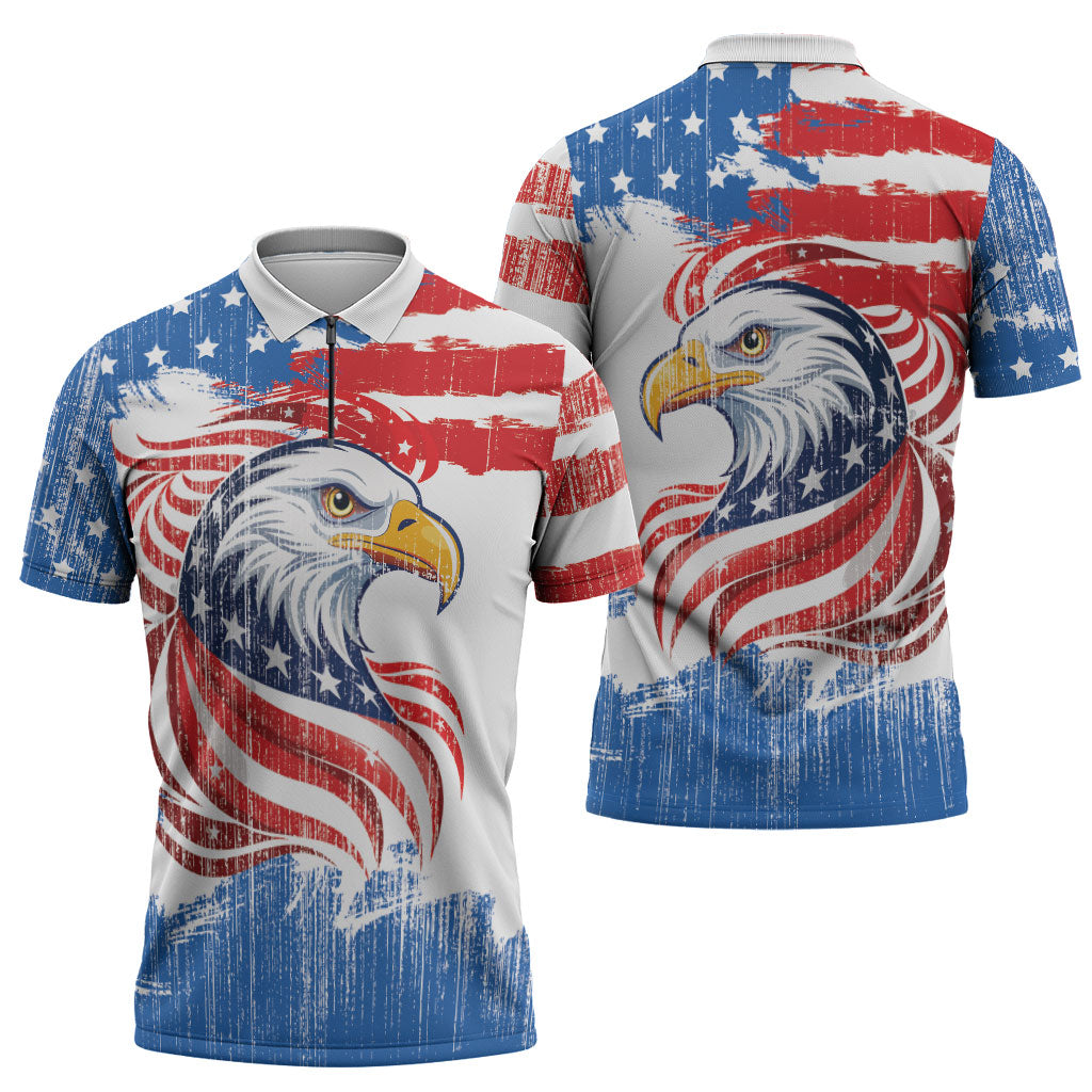 United States Flag Day Zipper Polo Shirt Proud To Honor The Stars And Stripes