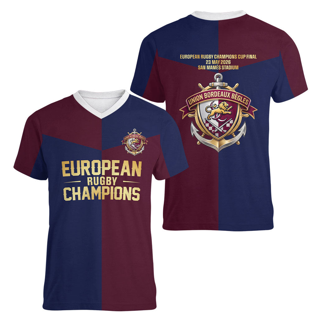 France European Rugby Final Women V-Neck T-Shirt