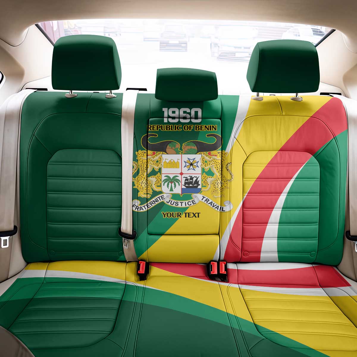Benin Independence Day Personalized Back Car Seat Cover Since 1960 Fraternite Justice Travail - Wonder Print Shop