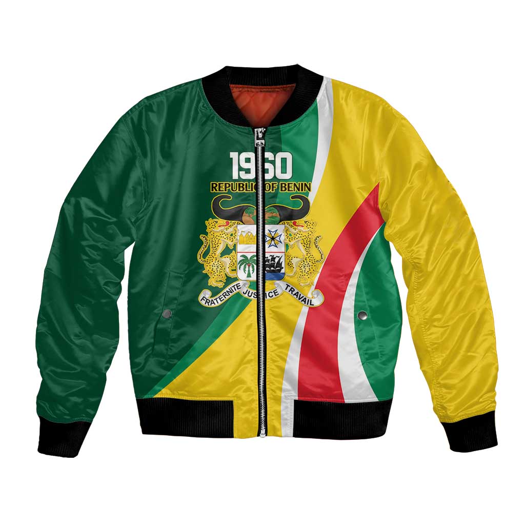 Benin Independence Day Personalized Bomber Jacket Since 1960 Fraternite Justice Travail - Wonder Print Shop