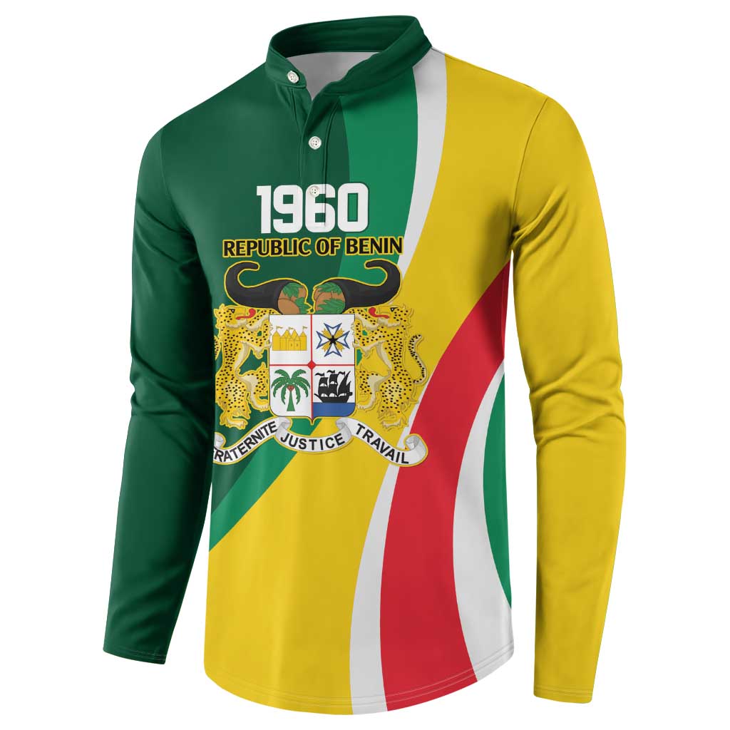 Benin Independence Day Personalized Button Sweatshirt Since 1960 Fraternite Justice Travail - Wonder Print Shop