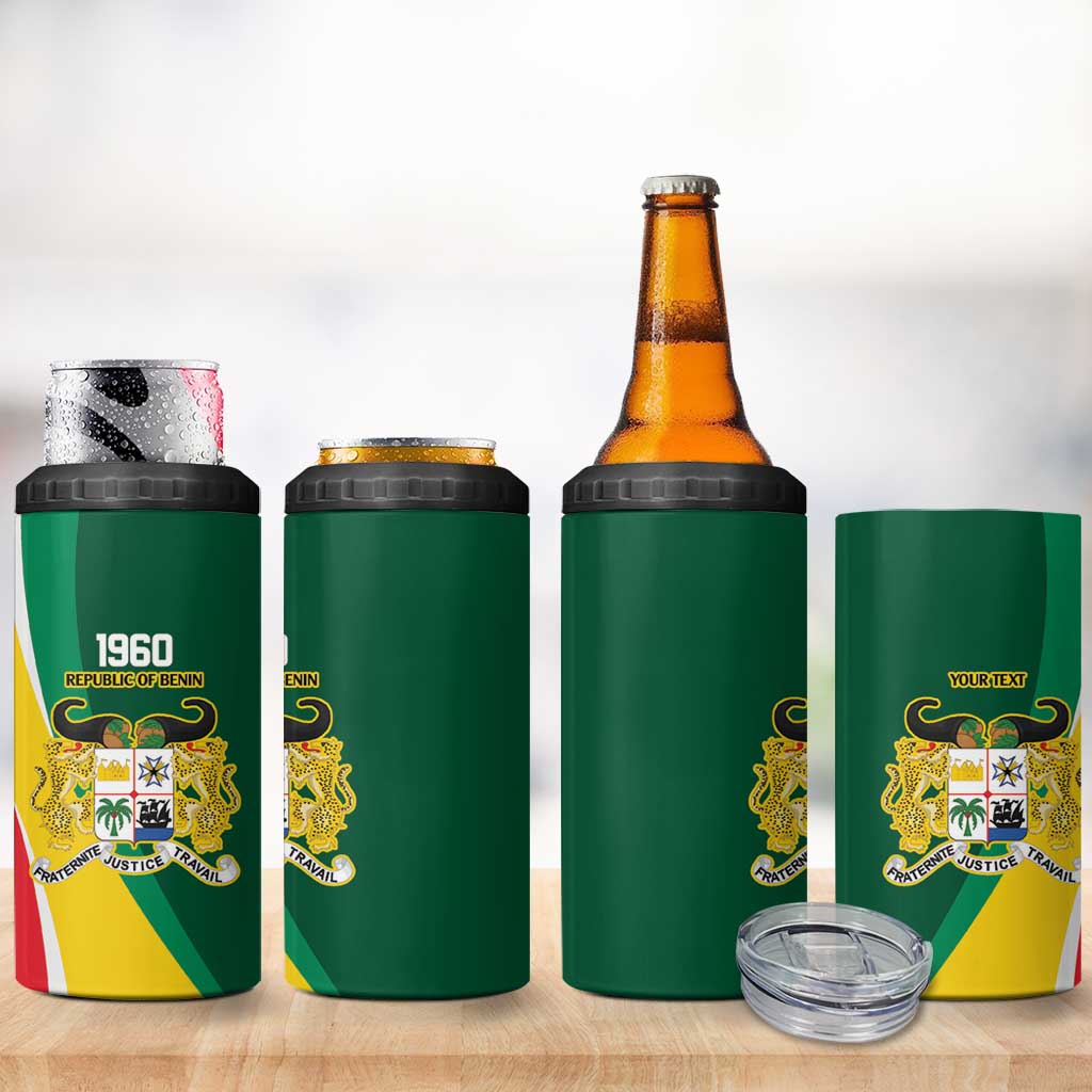 Benin Independence Day Personalized 4 in 1 Can Cooler Tumbler Since 1960 Fraternite Justice Travail - Wonder Print Shop