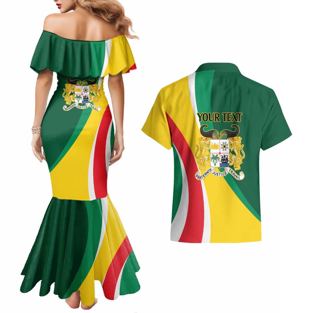 Benin Independence Day Personalized Couples Matching Mermaid Dress and Hawaiian Shirt Since 1960 Fraternite Justice Travail - Wonder Print Shop