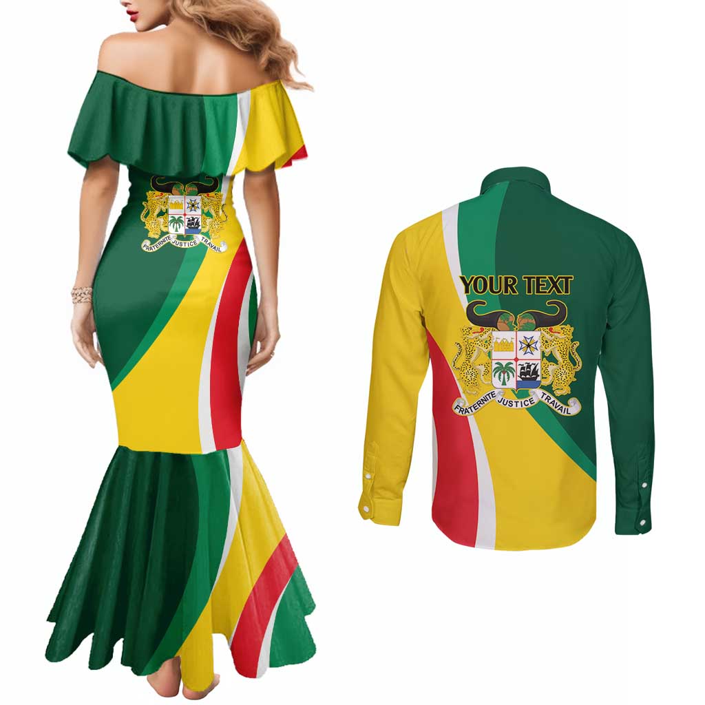 Benin Independence Day Personalized Couples Matching Mermaid Dress and Long Sleeve Button Shirt Since 1960 Fraternite Justice Travail - Wonder Print Shop