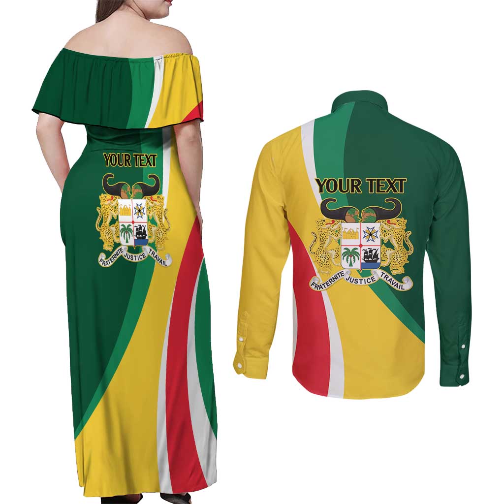 Benin Independence Day Personalized Couples Matching Off Shoulder Maxi Dress and Long Sleeve Button Shirt Since 1960 Fraternite Justice Travail - Wonder Print Shop