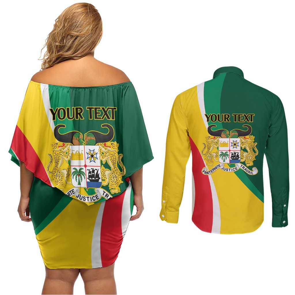 Benin Independence Day Personalized Couples Matching Off Shoulder Short Dress and Long Sleeve Button Shirt Since 1960 Fraternite Justice Travail - Wonder Print Shop