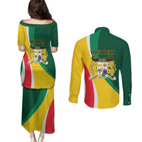 Benin Independence Day Personalized Couples Matching Puletasi and Long Sleeve Button Shirt Since 1960 Fraternite Justice Travail - Wonder Print Shop