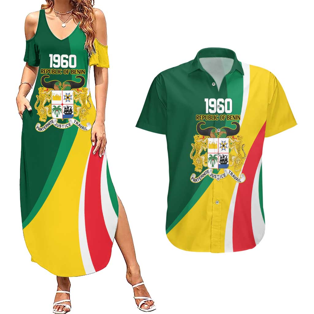 Benin Independence Day Personalized Couples Matching Summer Maxi Dress and Hawaiian Shirt Since 1960 Fraternite Justice Travail - Wonder Print Shop