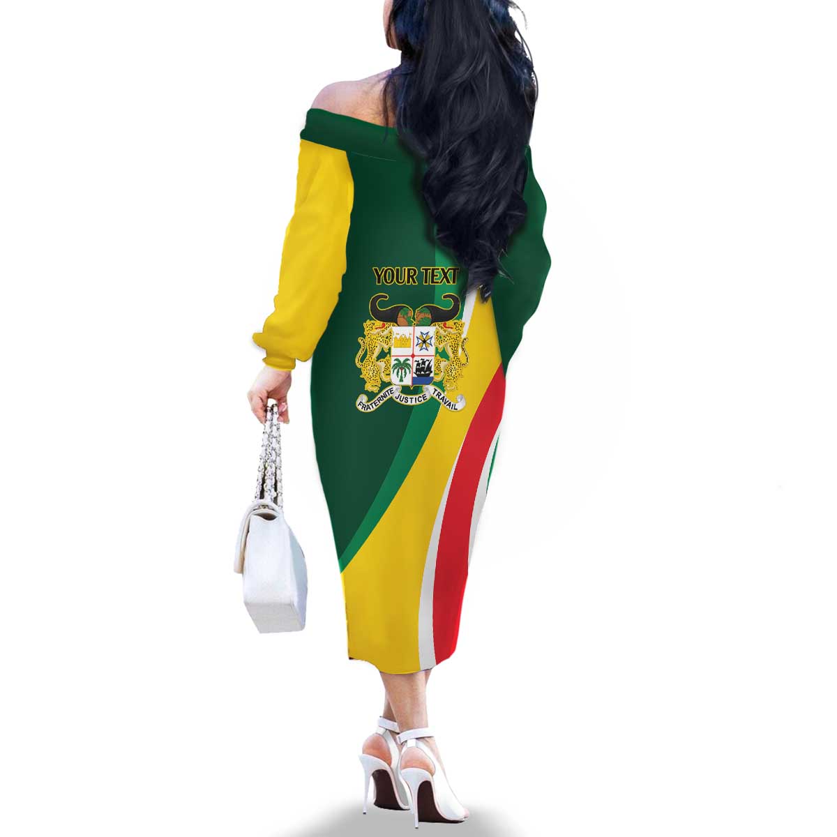 Benin Independence Day Personalized Family Matching Off The Shoulder Long Sleeve Dress and Hawaiian Shirt Since 1960 Fraternite Justice Travail - Wonder Print Shop