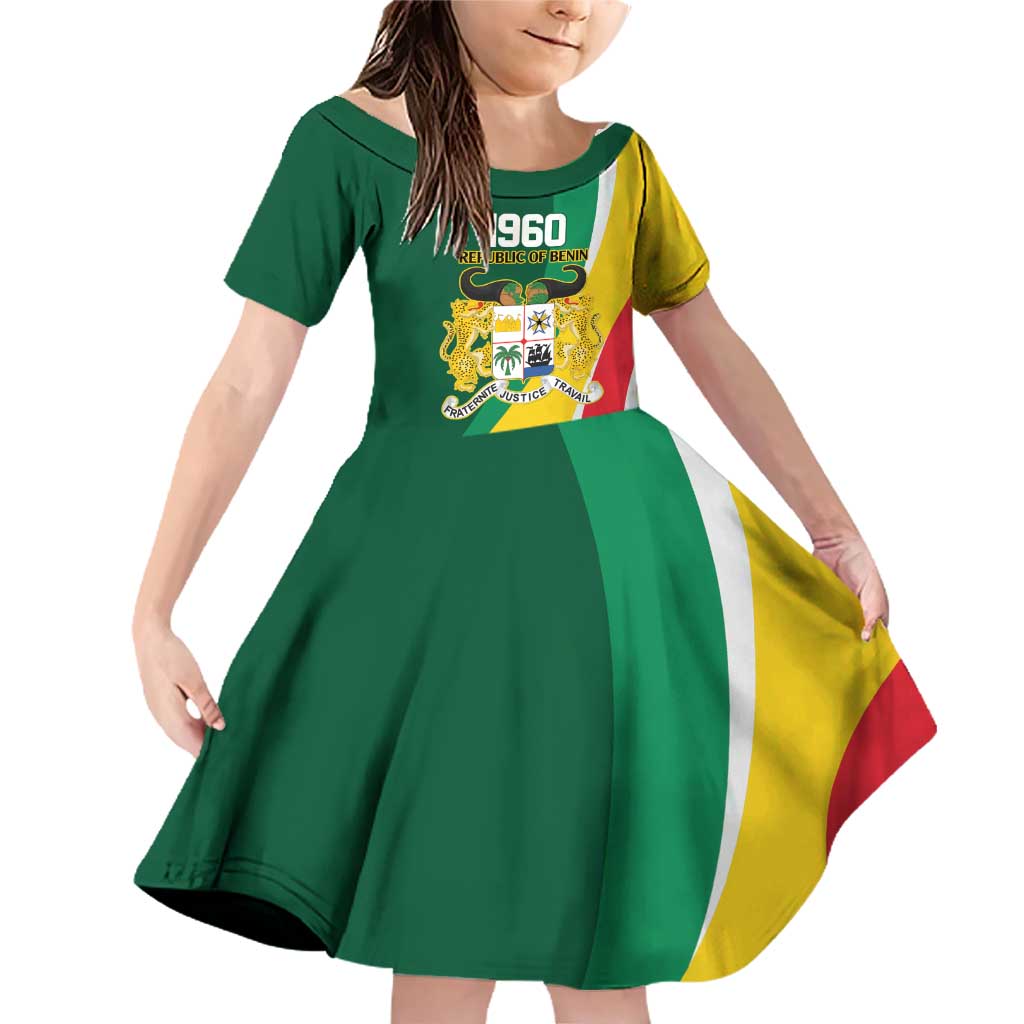 Benin Independence Day Personalized Family Matching Off Shoulder Short Dress and Hawaiian Shirt Since 1960 Fraternite Justice Travail - Wonder Print Shop