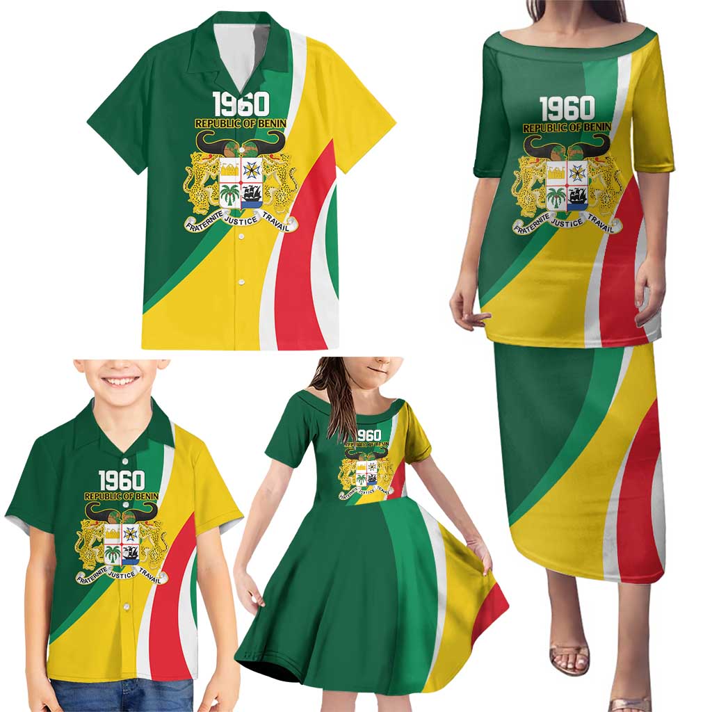 Benin Independence Day Personalized Family Matching Puletasi and Hawaiian Shirt Since 1960 Fraternite Justice Travail - Wonder Print Shop