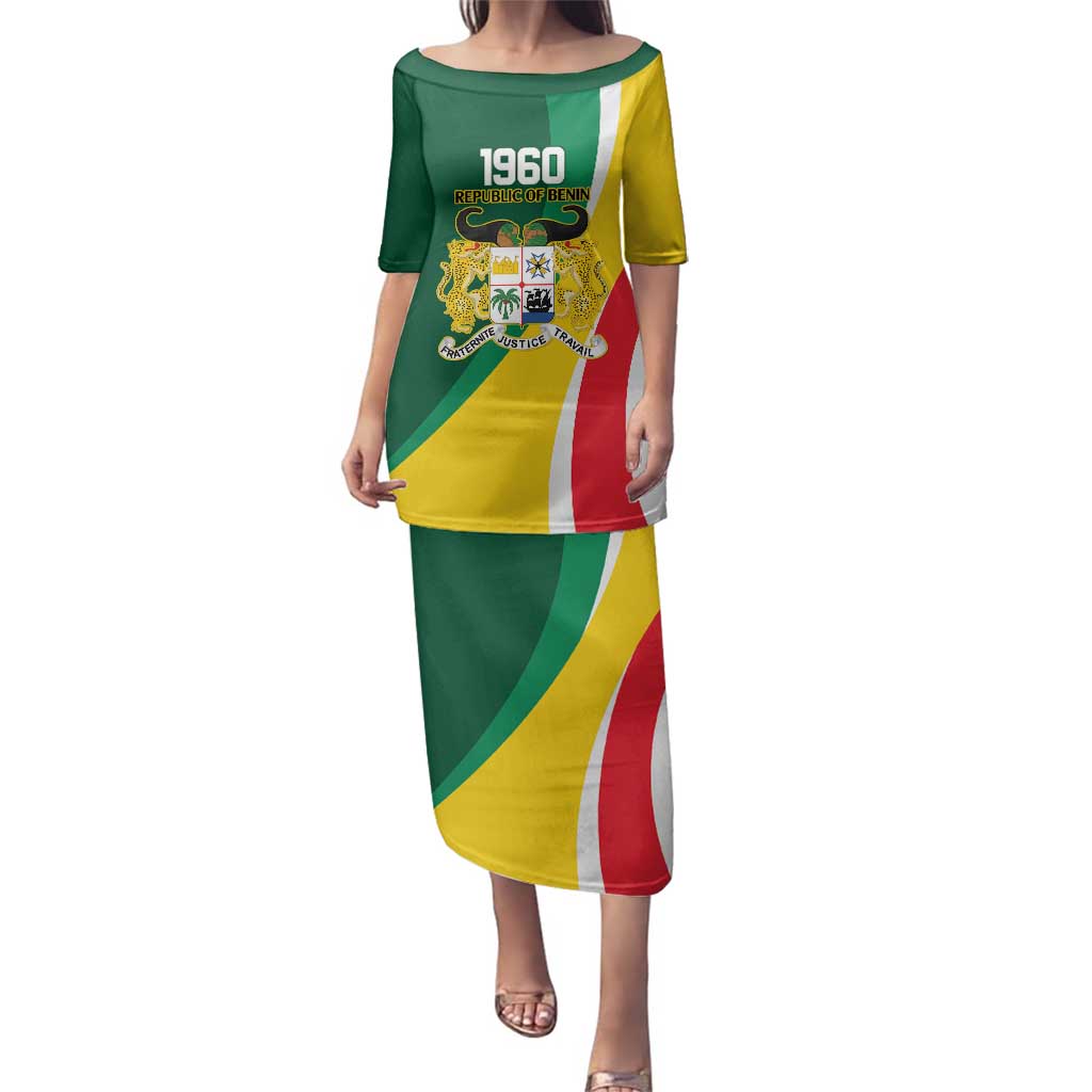 Benin Independence Day Personalized Family Matching Puletasi and Hawaiian Shirt Since 1960 Fraternite Justice Travail - Wonder Print Shop